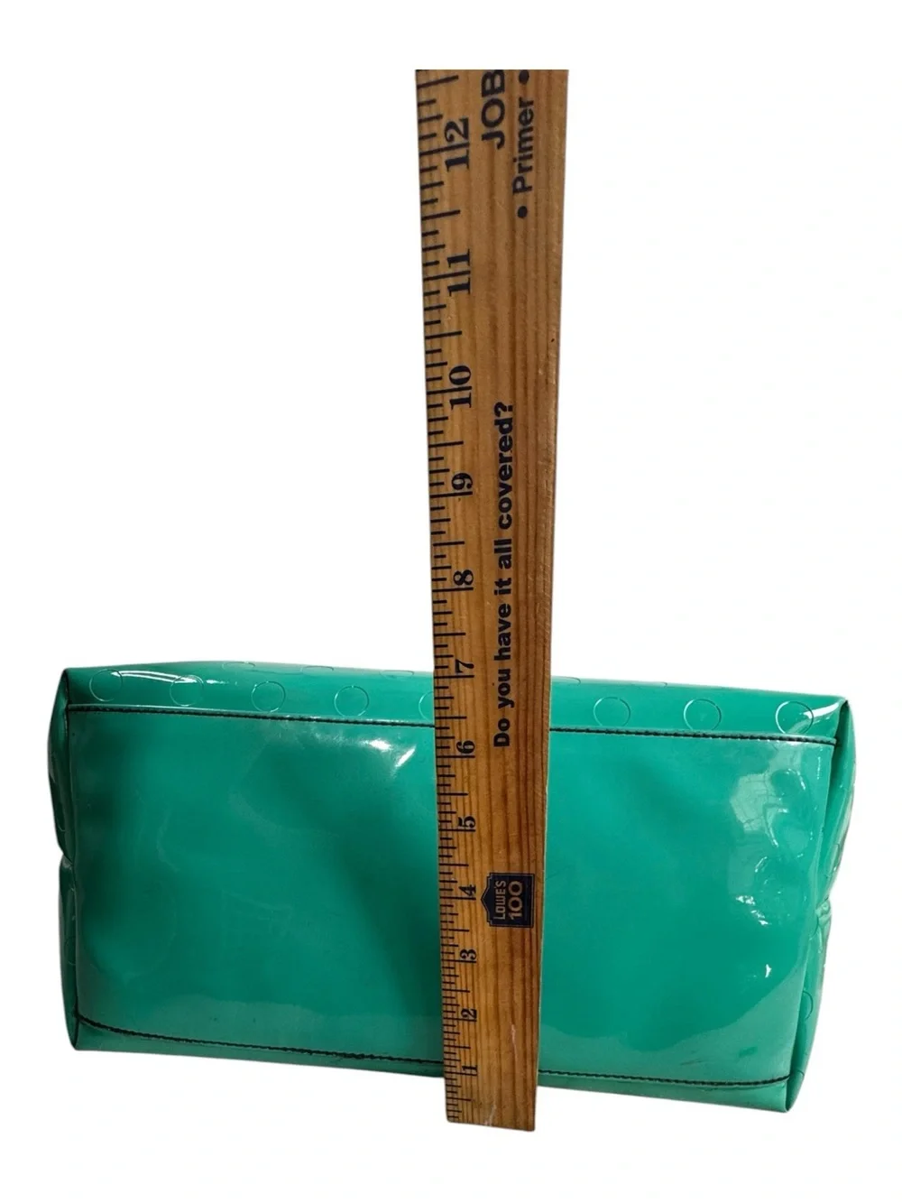 Kate Spade Teal Camellia Street Polka Dot Patent Leather Bow Accent Zip Tote Bag